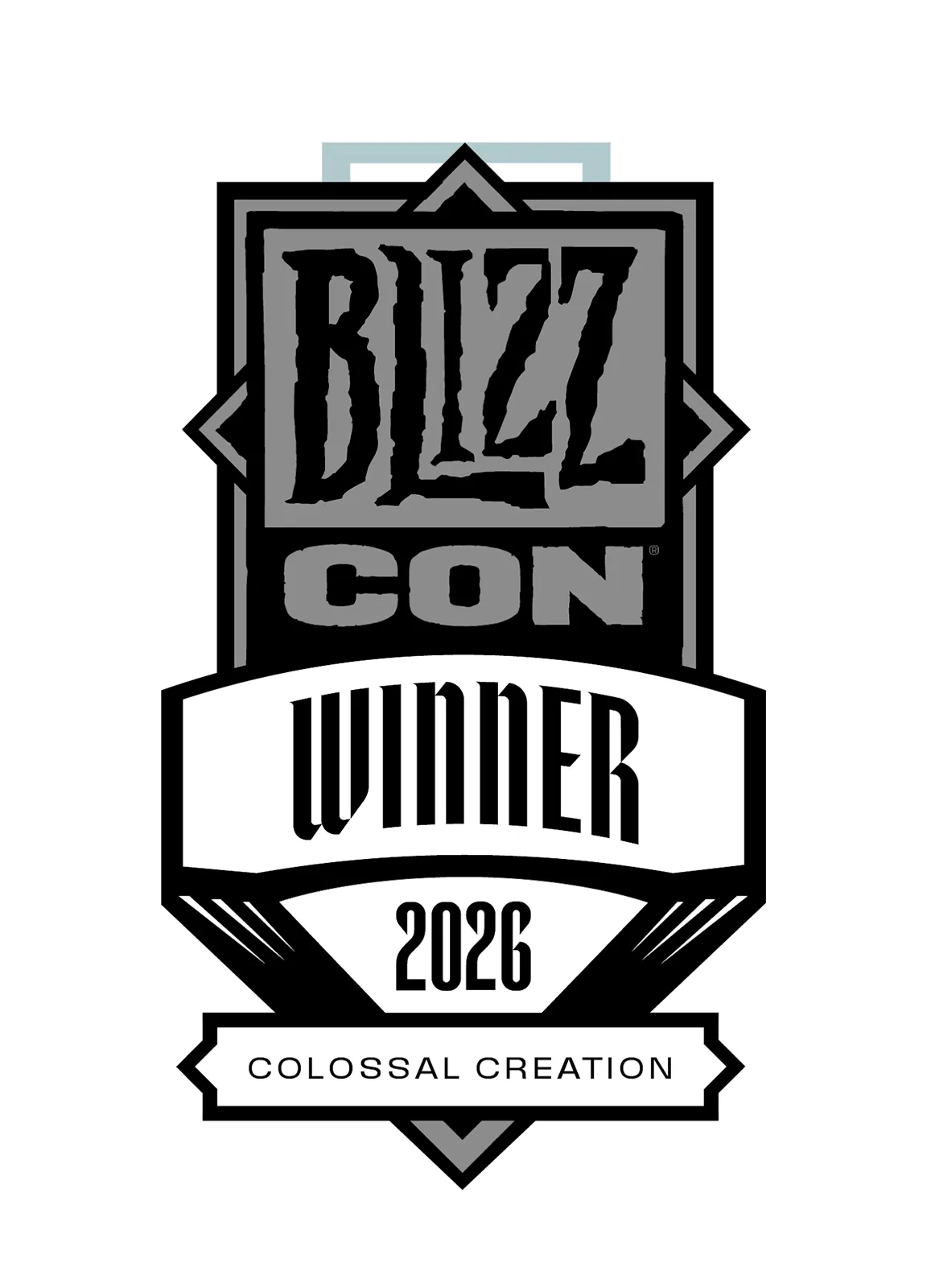 BlizzCon 2026 Colossal Creation winner medal, banner design